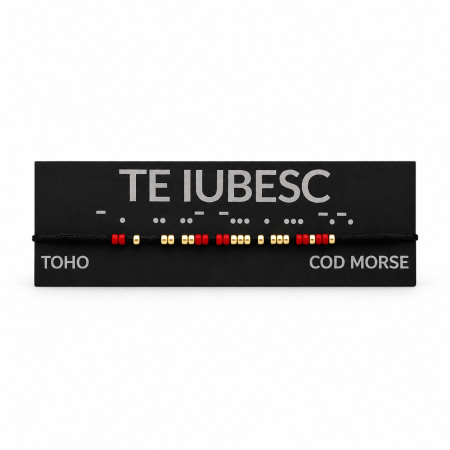 Brățară handmade „ TE IUBESC ” în cod Morse cu mărgele TOHO – reglabilă [1]