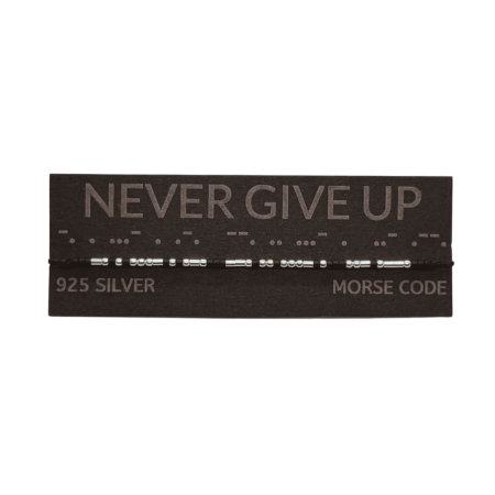 Brățară „NEVER GIVE UP” — morse, diverse materiale [1]