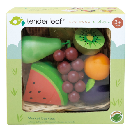 Coș cu fructe din lemn Tender Leaf Toys – Fruity Basket – 6 piese [1]