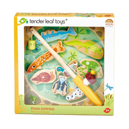 Produse - Pescarul cu magneti, din lemn premium - Pond Dipping - 10 piese - Tender Leaf Toys