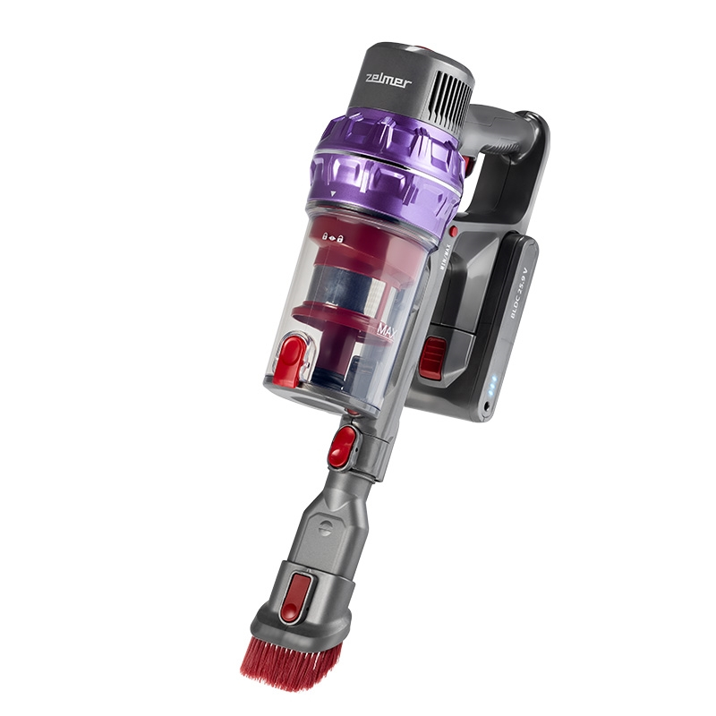 Aspirator vertical fara fir Zelmer ZSVC925T, 25.9V, Cyclone, Iluminare, Motor BLDC, 0.8l, Perie electrica, autonomie 32 min, Duza 2 in 1, Filtru HEPA, Tub pliabil, Mov/Gri [3]