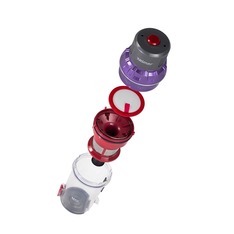 Aspirator vertical fara fir Zelmer ZSVC925T, 25.9V, Cyclone, Iluminare, Motor BLDC, 0.8l, Perie electrica, autonomie 32 min, Duza 2 in 1, Filtru HEPA, Tub pliabil, Mov/Gri [7]