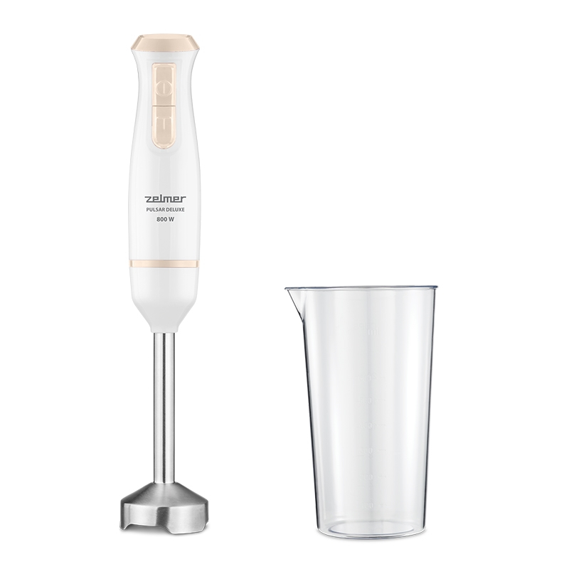 Blender de mana Zelmer ZHB4561I Pulsar Deluxe, 800 W, 2 lame inox, Turbo, Recipient 800 ml, Alb/Crem [1]
