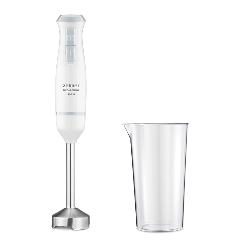 Blender de mana Zelmer ZHB4561S Pulsar Deluxe, 800 W, 2 lame inox, Turbo, Recipient 800 ml, Alb/Albastru [1]
