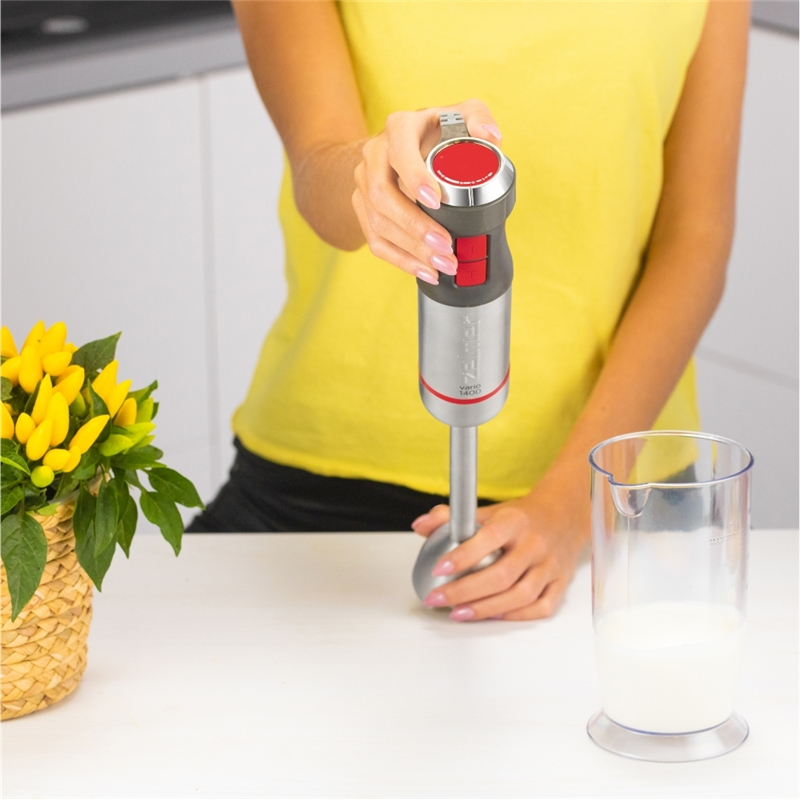 Blender vertical Zelmer ZHB4652 VARIO, 1400W, 4 lame, picior metalic, Functie TURBO, Dozator 700 ml, tocator 500 ml, gri/rosu [6]