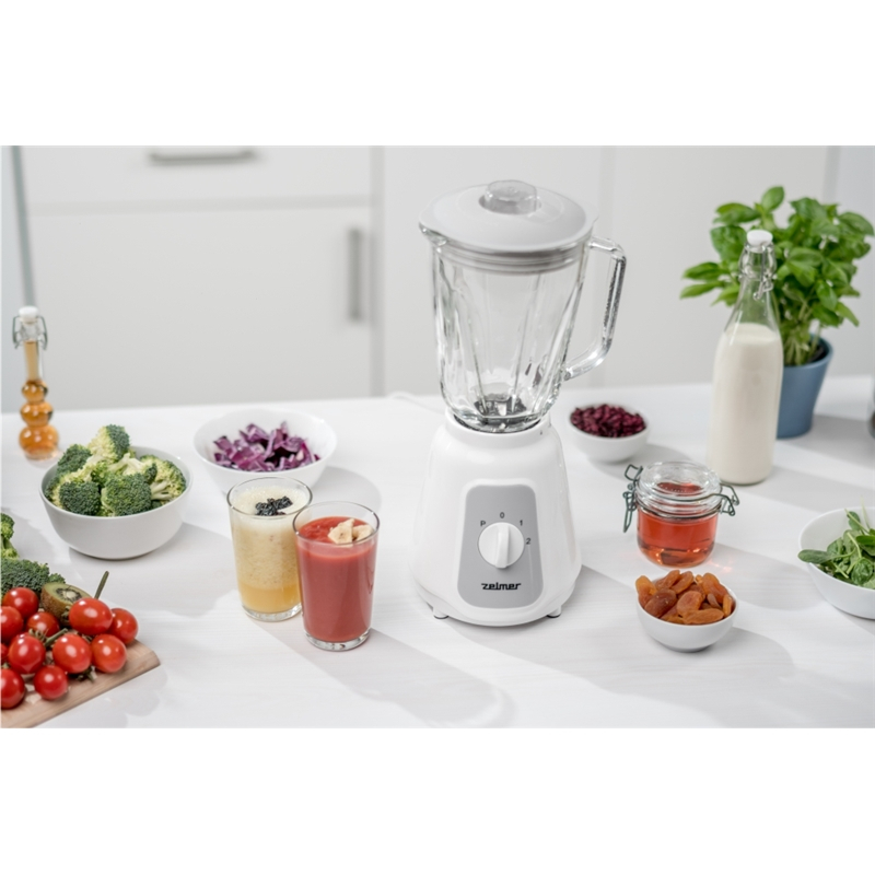 Blender Zelmer ZSB4707, 500 W, 4 lame inox, bol sticla, capacitate 1.5L, Zdrobire gheata, functie pulse, Alb [6]