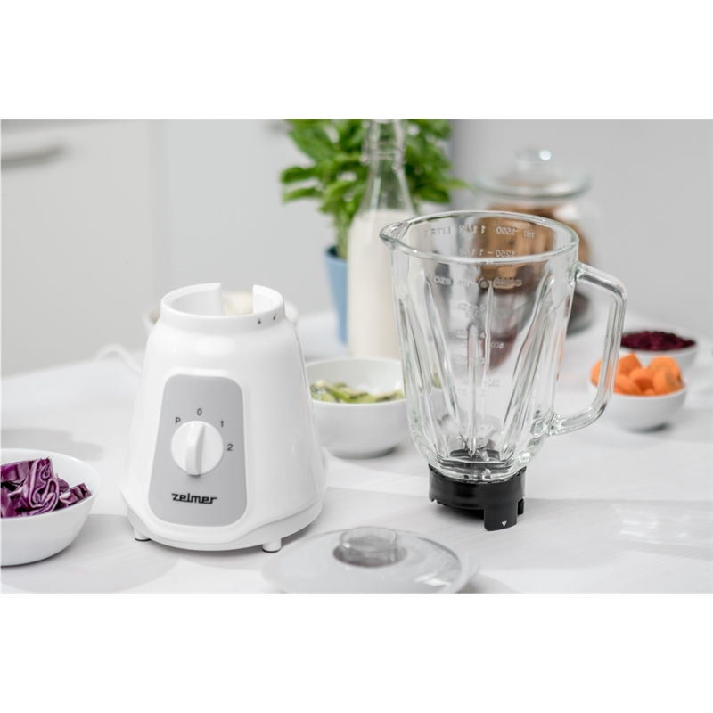 Blender Zelmer ZSB4707, 500 W, 4 lame inox, bol sticla, capacitate 1.5L, Zdrobire gheata, functie pulse, Alb [5]