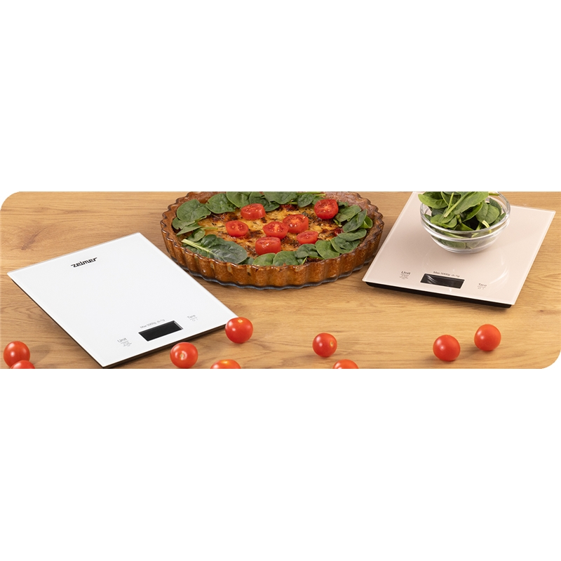 Cantar de bucatarie Zelmer ZKS1100W, 1g - 5KG, display LCD, touch, functie tara, alb [3]