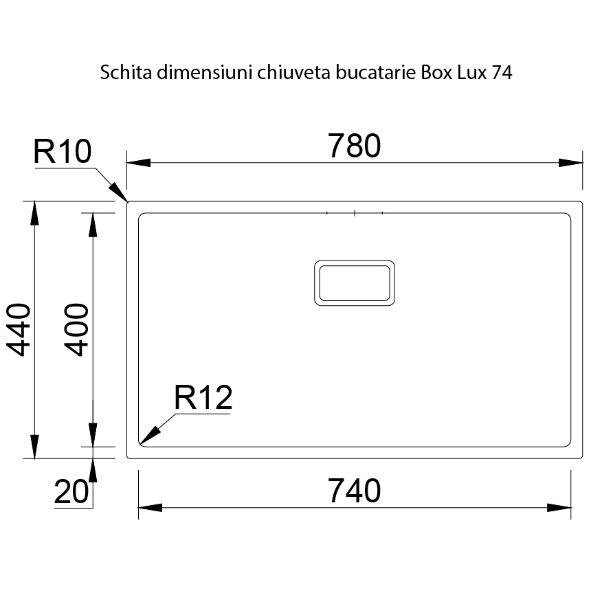 Chiuveta bucatarie inox CookingAid Box Lux 74 cu montaj pe/sub blat cu ventil scurgere dreptunghiular si accesorii montaj [8]