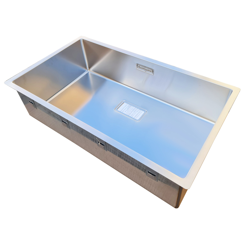 Chiuveta bucatarie inox CookingAid Box Lux 74 cu montaj pe/sub blat cu ventil scurgere dreptunghiular si accesorii montaj [2]