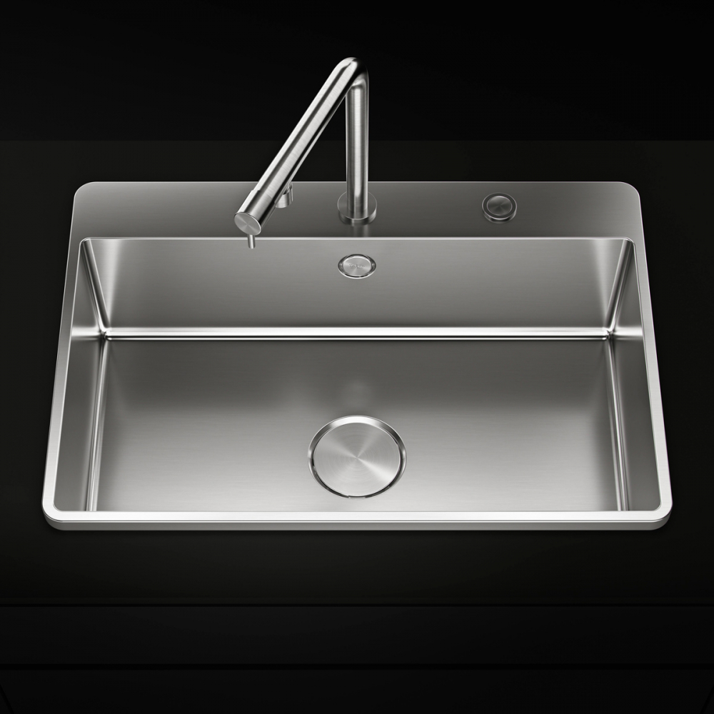 Chiuveta bucatarie inox CookingAid TASCA IRIS IR70 cu montaj pe blat, ventil scurgere automat cu capac scurgere invisibila, preaplin rotund si accesorii montaj [4]