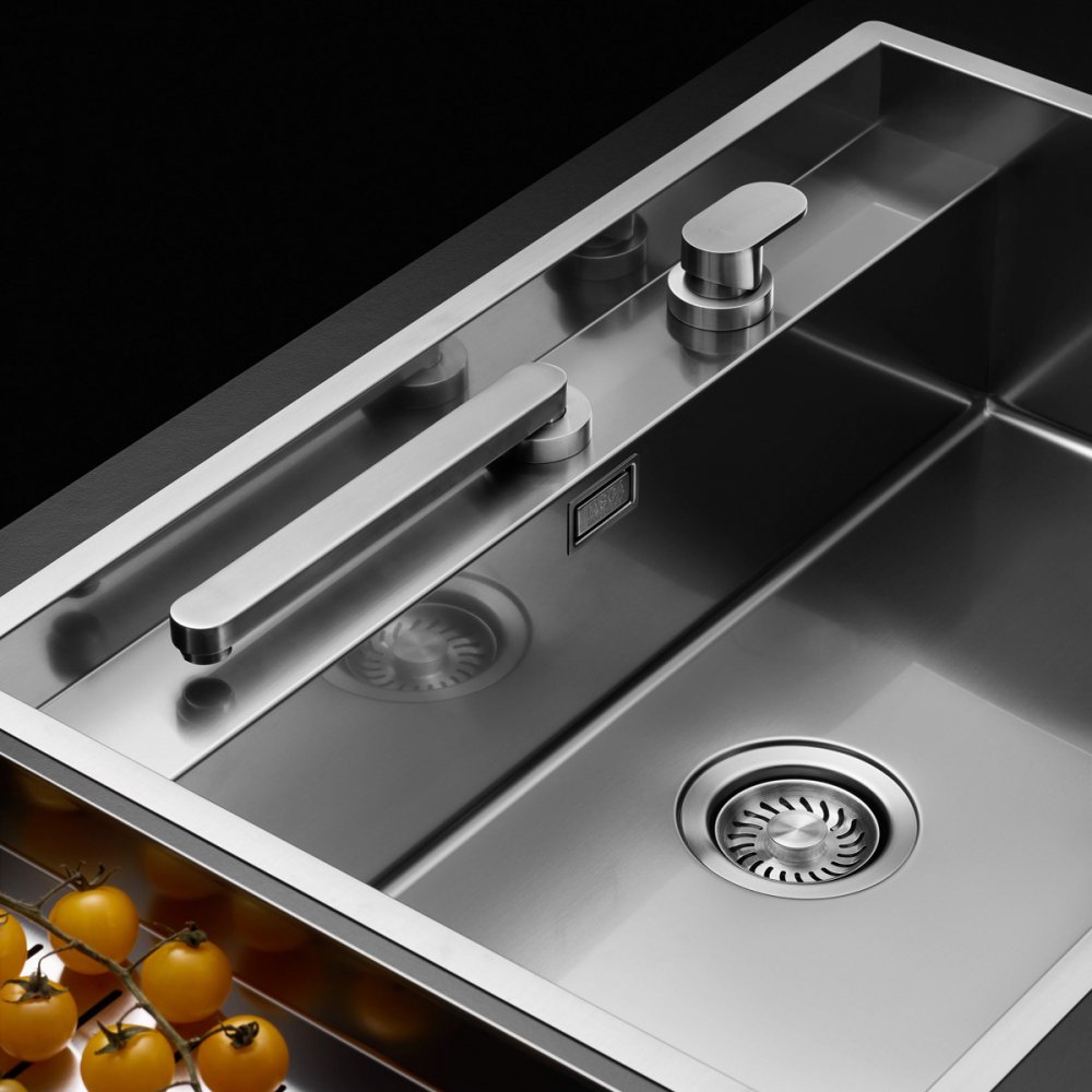 Chiuveta bucatarie inox CookingAid TASCA PHANTOM BACK PT74 INVISIBLE cu montaj pe blat, sub blat, la nivelul blatului sau sub geam si accesorii montaj [3]