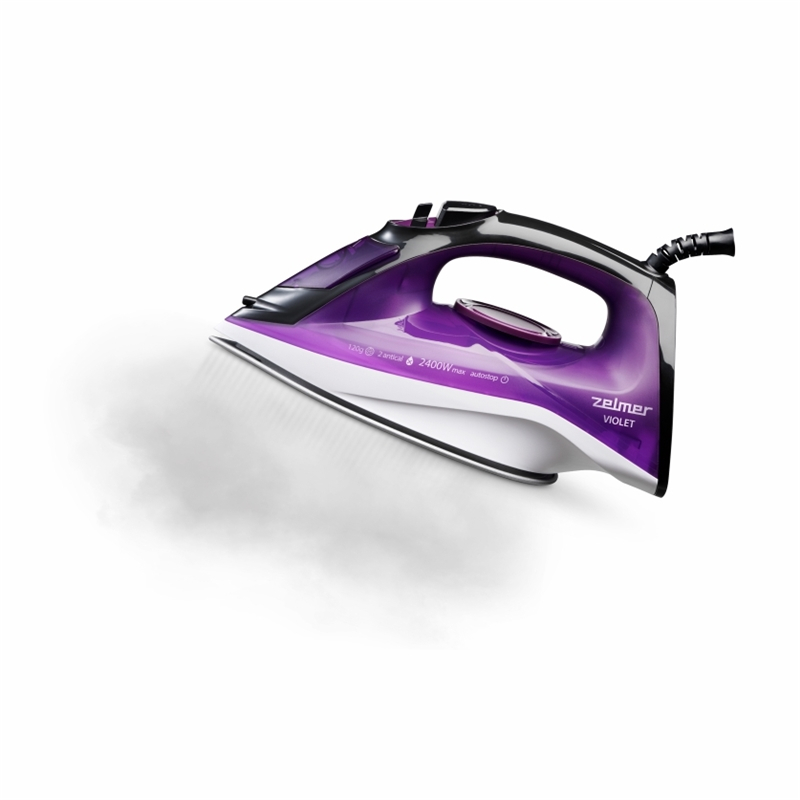 Fier de calcat cu abur Zelmer ZIR1515, 2400W, jet abur 30 g/min, rzervor apa 280 ml, Negru/Mov [4]