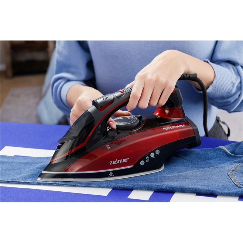 Fier de calcat cu abur Zelmer ZIR3210 Performance, 3200W, jet abur 65 g/min, talpa cu doua straturi Diamond 4D, rzervor apa 360 ml, Negru/Rosu [5]