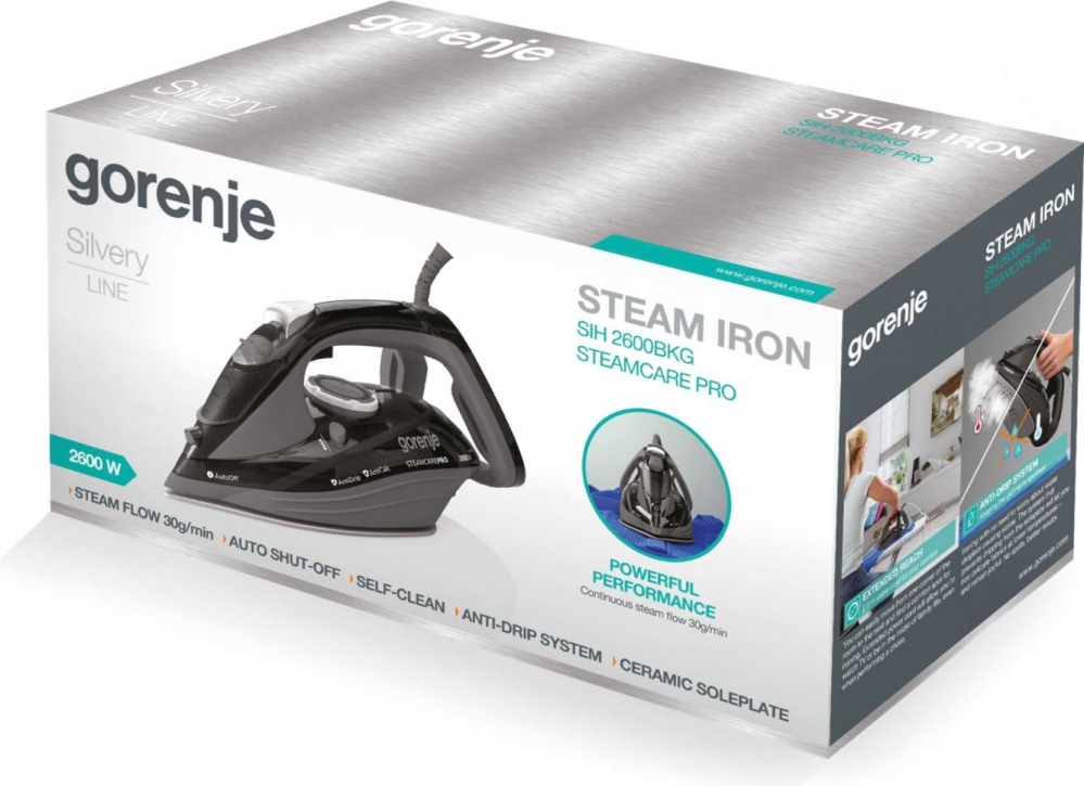 Fier de Calcat GORENJE SIH2600BKG, 2600W, 95g/min, 350ml, Talpa Ceramica, Negru [5]
