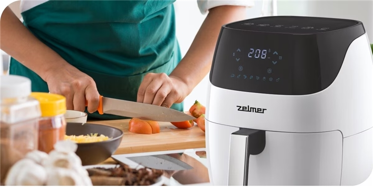 Friteuza cu aer cald Zelmer ZAF5501W, capacitate 5 l, 8 programe automate, invelis antiaderent, alb [2]