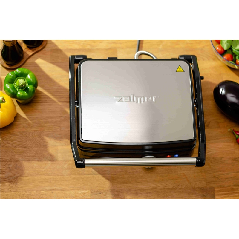 Grill electric Zelmer, ZPR2000, 2200W, 5 nivele de putere, deschidere 180º, negru/gri [3]