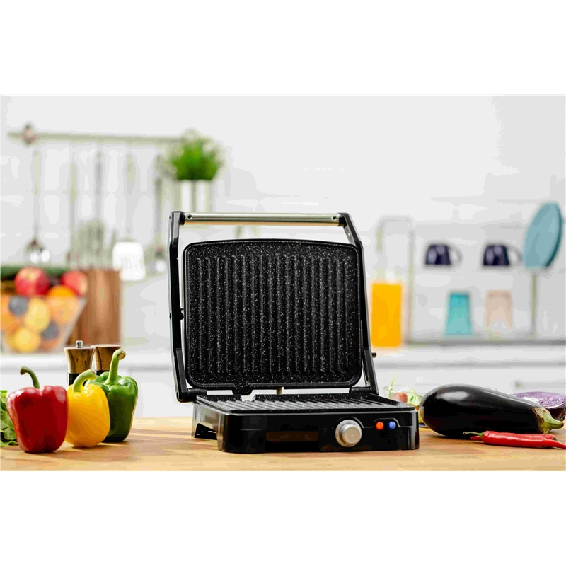 Grill electric Zelmer, ZPR2000, 2200W, 5 nivele de putere, deschidere 180º, negru/gri [6]