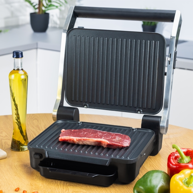 Grill electric Zelmer ZPR2600, 2000W, 6 niveluri, control electronic, programe automate, carcasa inox, dezghetare, tava pentru grasimi, negru [2]