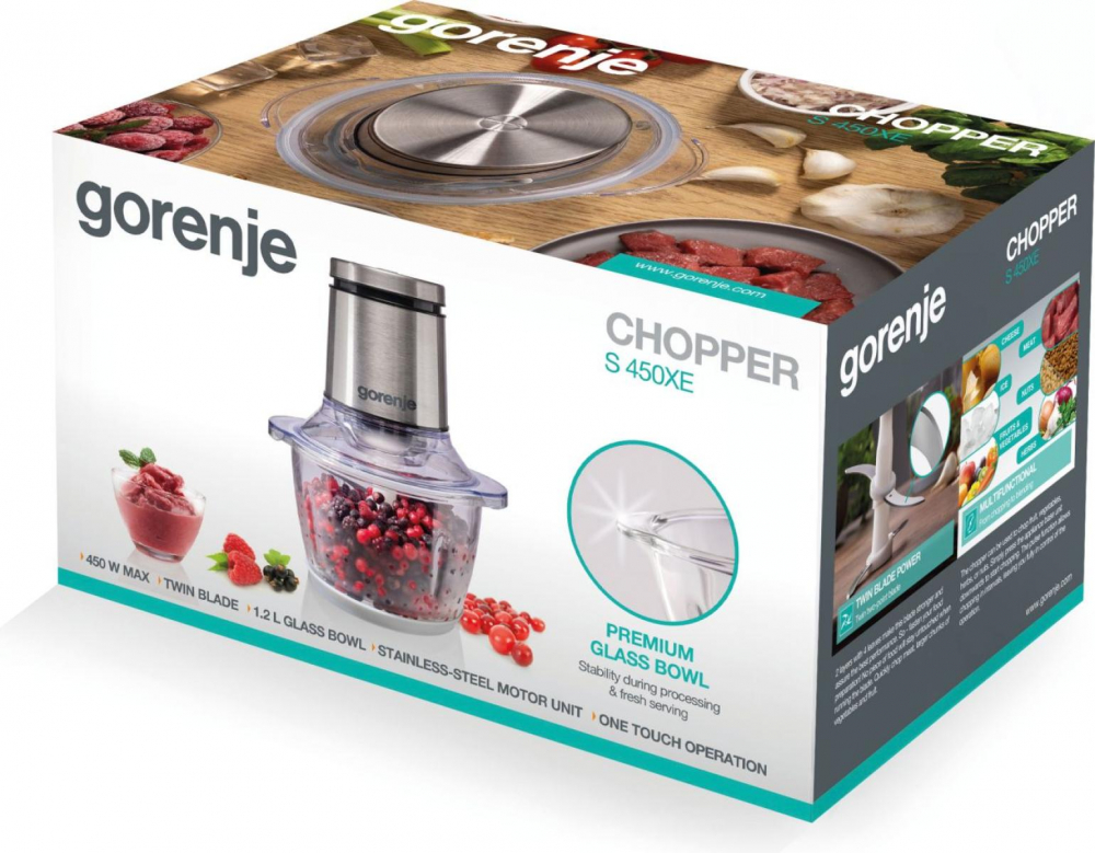 Mini tocator GORENJE S450XE, 1.2l, 450W, 1 treapta viteza, argintiu [6]