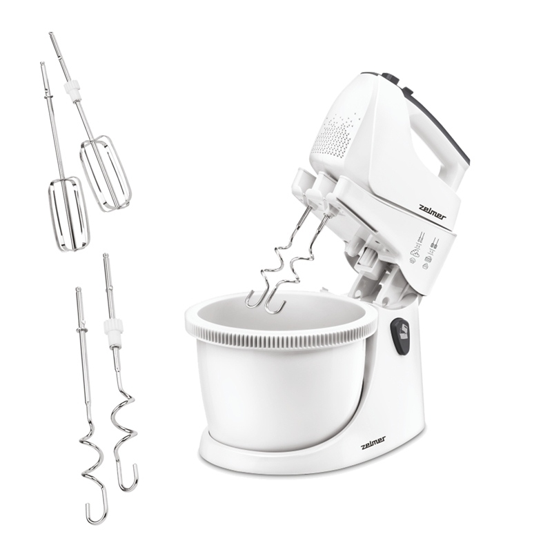 Mixer cu bol Zelmer ZHM2559, 750 W, 5 viteze, Turbo, Bol rotativ 3L, SoftTouch, Alb [3]
