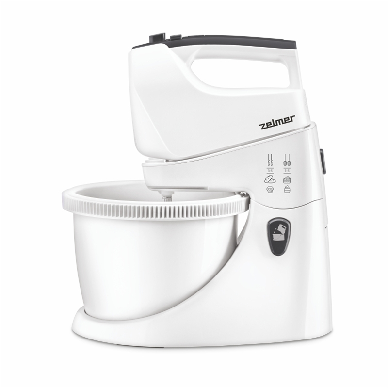 Mixer cu bol Zelmer ZHM2559, 750 W, 5 viteze, Turbo, Bol rotativ 3L, SoftTouch, Alb [1]
