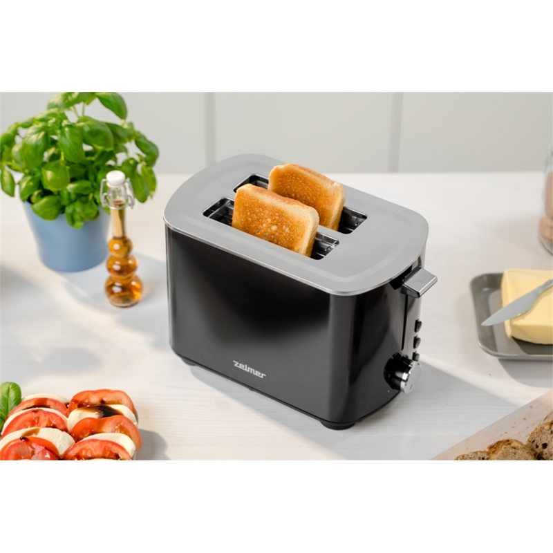 Prajitor de paine Zelmer ZTS7985B, 850W, 2 felii, 5 setari rumenire, dezghetare, carcasa inox, tava pentru firimituri, negru [2]