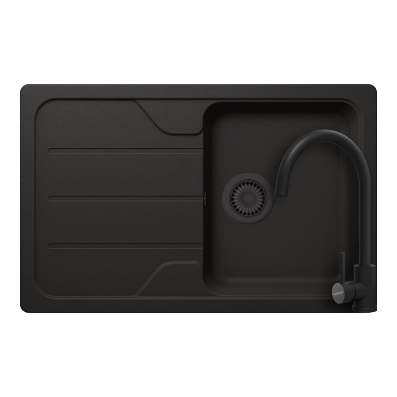Set chiuveta bucatarie Schock Formhaus D-100S 780 x 500 mm Cristalite Nero cu parti vizibile negru si baterie bucatarie Schock Prima negru [1]