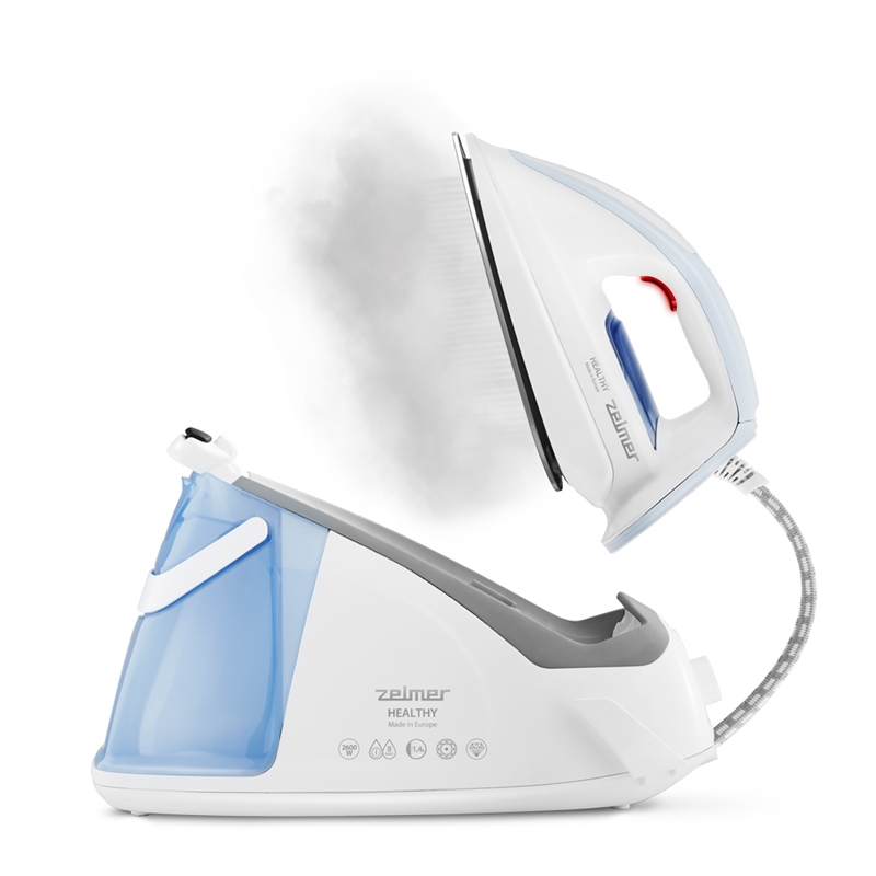 Statie de calcat Zelmer ZIS8700 Healthy, 2600W, 8 bari, jet abur 150 g/min, Capacitate rezervor apa 1.4 l, Curatare automata, Mod ECO, Alb/Gri [3]