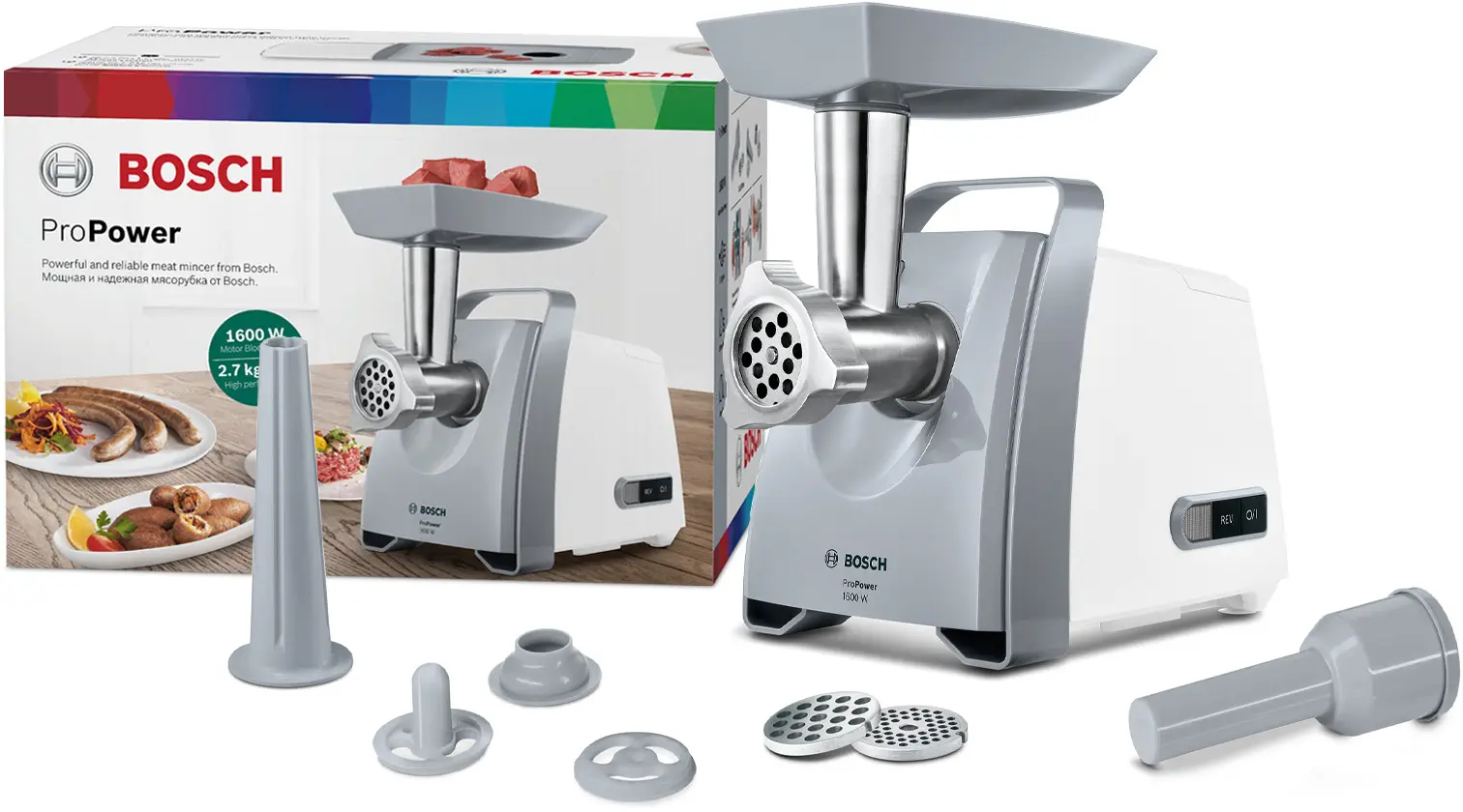 Tocător de carne Bosch ProPower 1600 W Alb, Window grey [5]