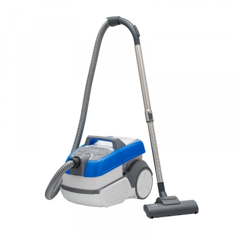 Aspiratoare cu spalare - Aspirator multifunctional Zelmer ZVC9150D, Wet&Dry, 2100 W putere maxima , digital, perie turbo, reglare electronica a putetrii de aspirare, rezervor apa 5.2 l, filtru HEPA 13, albastru/alb