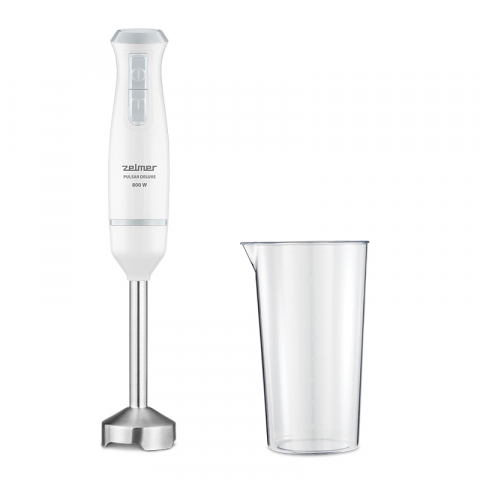 Blendere de mana - Blender de mana Zelmer ZHB4561S Pulsar Deluxe, 800 W, 2 lame inox, Turbo, Recipient 800 ml, Alb/Albastru