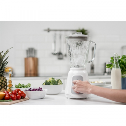 Blender Zelmer ZSB4707, 500 W, 4 lame inox, bol sticla, capacitate 1.5L, Zdrobire gheata, functie pulse, Alb [1]