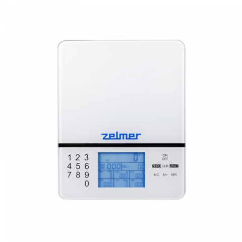 Aparate pentru mixare & tocare - Cantar de bucatarie cu calculator de calorii Zelmer ZKS1500N, TOUCH, LCD, sticla, 1g - 5KG, alb