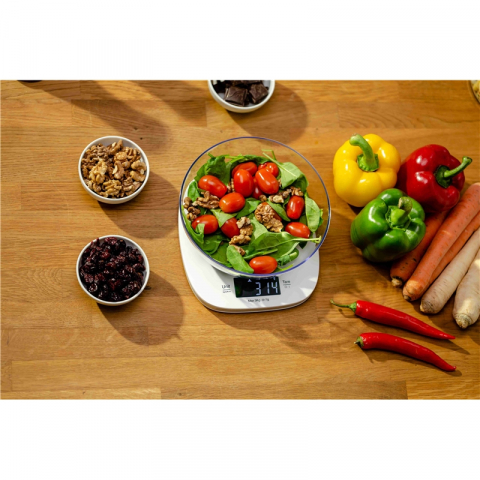 Cantar de bucatarie Zelmer ZKS1450, 1g - 5KG, display LCD, touch, functie tara, bol inclus, alb [3]