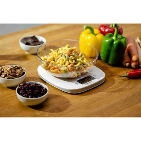 Cantar de bucatarie Zelmer ZKS1450, 1g - 5KG, display LCD, touch, functie tara, bol inclus, alb [2]
