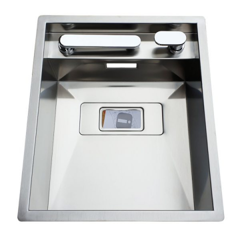 Chiuveta bucatarie inox CookingAid INVISIBLE 40R cu baterie telescopica integrata, capac scurgere invizibil, tocator sticla temperizata + accesorii montaj [1]