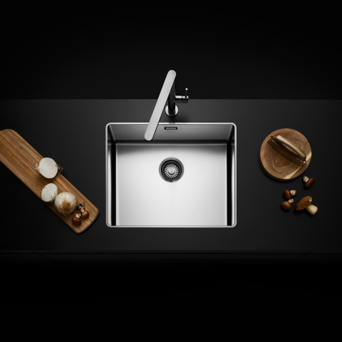 Chiuvete - Chiuveta bucatarie inox CookingAid TASCA PURA SLIM CA50 cu montaj 8mm pe blat sau la nivelul blatului si accesorii montaj