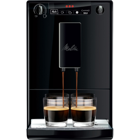 Preparare bauturi - Espressor automat Melitta® Solo Pure Black E950-222, 1400W, 15 bari, 1.2l, Rezervor boabe, Slim 20cm, Negru