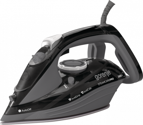 Fiare de calcat & accesorii - Fier de Calcat GORENJE SIH2600BKG, 2600W, 95g/min, 350ml, Talpa Ceramica, Negru