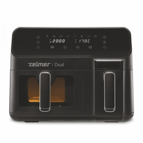 Friteuze cu aer cald - Friteuza cu aer cald Zelmer ZAF9000, 2700 W, 9 l, 2 recepiente, 8 programe automate, invelis antiaderent
