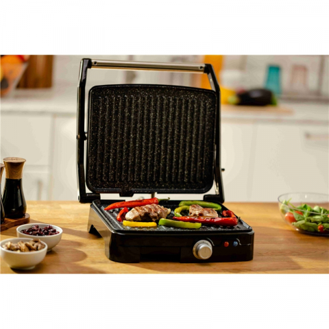 Grill electric Zelmer, ZPR2000, 2200W, 5 nivele de putere, deschidere 180º, negru/gri [4]