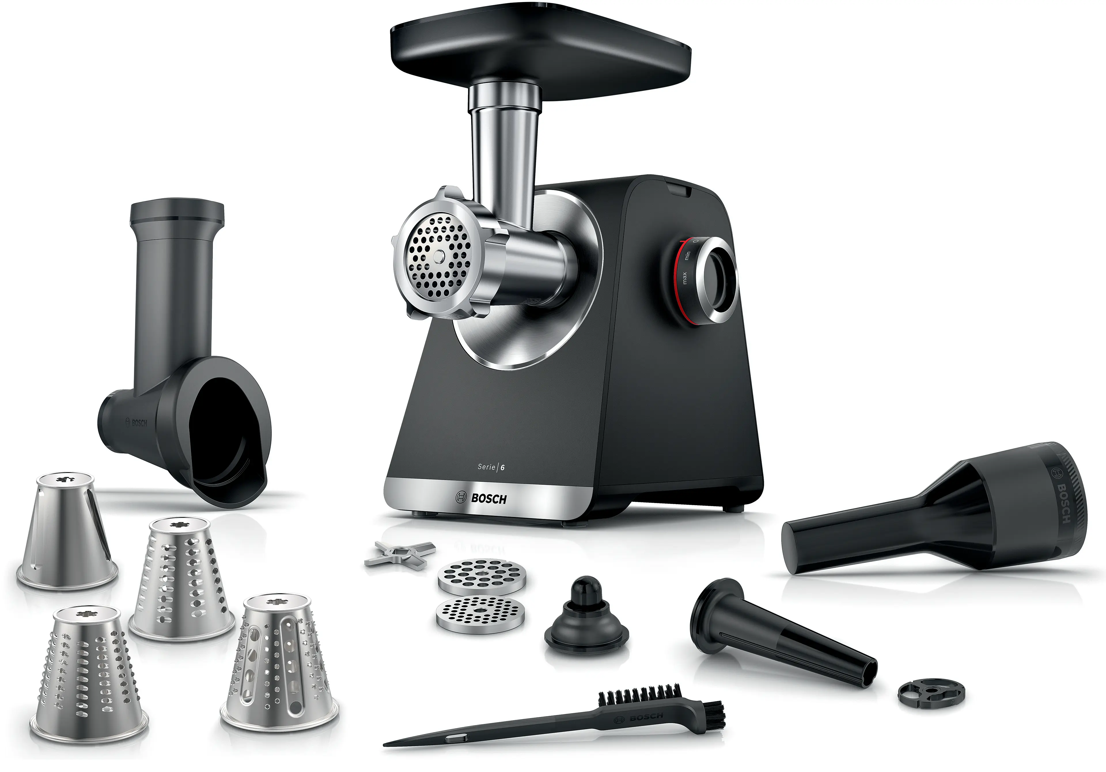 Aparate pentru mixare & tocare - Mașină de tocat Bosch Seria 6 MultiPower 2100 W Black, silver metalic