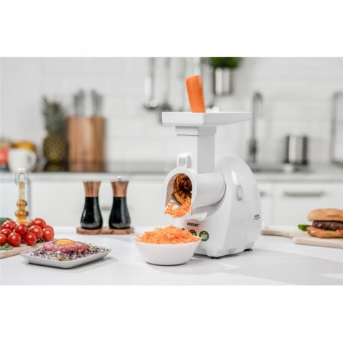 Masina de tocat carne Zelmer ZMM4048B, 1900W, 2,5 kg/min, 3 site, 3 razatoare, cutit reversibil, accesoriu carnati, alb [4]