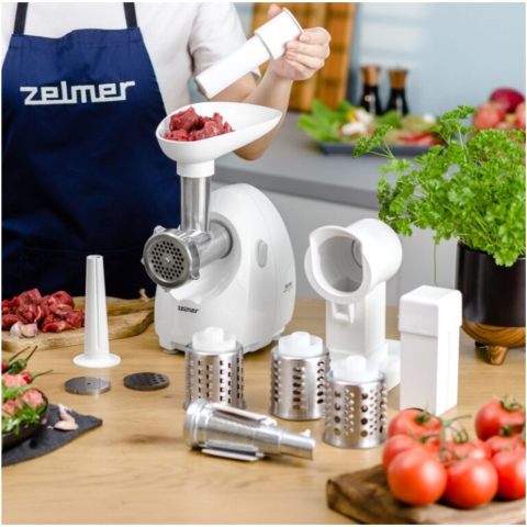 Masina de tocat carne Zelmer ZMM4055B, 1900 W, 2,5kg/min, Alb [4]