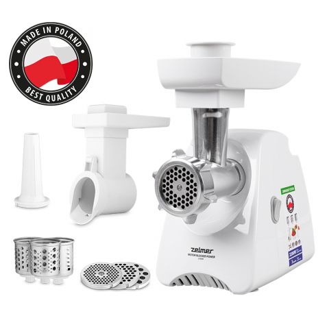 Masini de tocat - Masina de tocat carne Zelmer ZMM5802P, 2200 W, 3 kg/min, accesoriu razatoare, accesoriu carnati