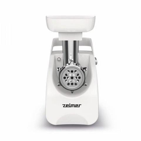 Masina de tocat carne Zelmer ZMM9801B, 2200W, 3 kg/min, 3 site, cutit reversibil, accesoriu carnati, storcator lent, maner transport, alb [1]