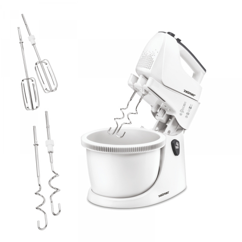 Mixer cu bol Zelmer ZHM2559, 750 W, 5 viteze, Turbo, Bol rotativ 3L, SoftTouch, Alb [2]