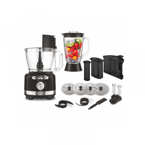 Aparate pentru mixare & tocare - Robot de bucatarie Zelmer ZFP9000B, 2000 W, 3 L, Selector viteza, Discuri inox, 6 moduri automate, Negru