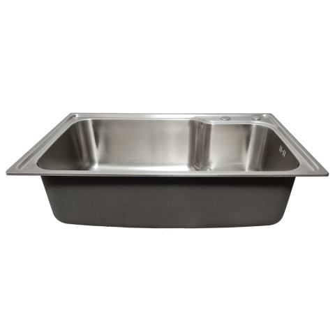 Set chiuveta bucatarie inox CookingAid ARTEMIS Workstation cu dozator inox, scurgator mare vase/paste/fructe, suport farfurii, tocator lemn Sapele + accesorii montaj [7]
